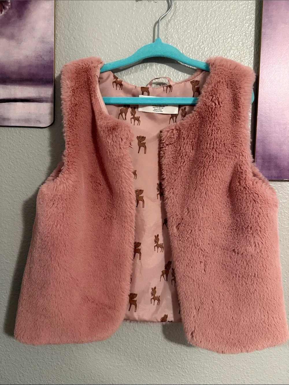 H&M soft girl warm vest 6/7 years gently used pink lined